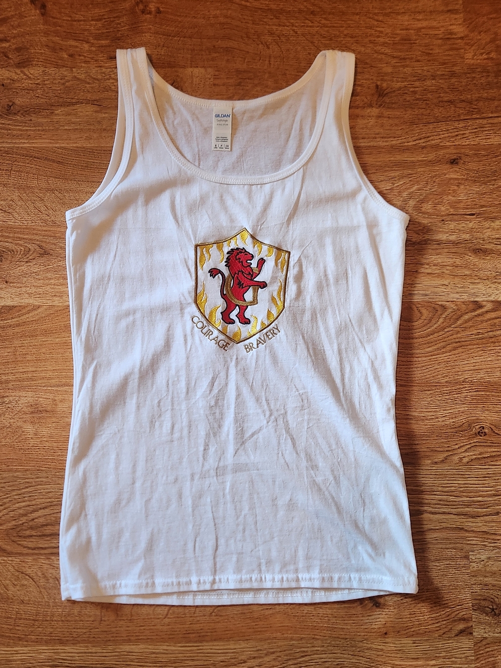Harry Potter Inspires Gryffindor Crest White Tank Top, Size Small